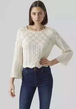 Вязаный свитер Vero Moda "VMGINGER 3/4 BOATNECK PULLOVER GA NOOS", цвет Birch