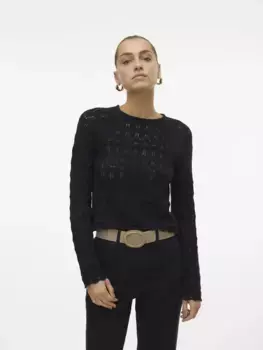 Вязаный свитер Vero Moda "VMNEWFABIENNE LS O-NECK PULLOVER NOOS", черный