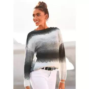 Вязаный свитер Vivance выполнен из градиентной пряжи, серый