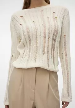 Вязаный свитер VMROSALIE O NECK SHORT Vero Moda, кремовый