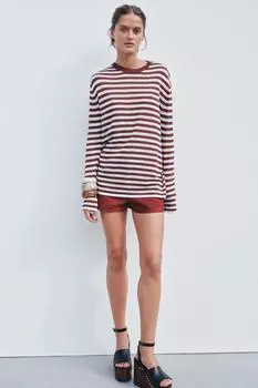 Вязаный свитер в деревенскую полоску ZARA, цвет striped