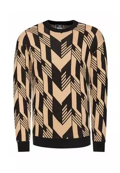 Вязаный свитер в двухцветном исполнении RUSTY NEAL, цвет Schwarz Camel