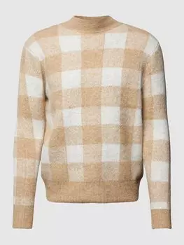 Вязаный свитер в клетку, модель «TEONA» Soyaconcept, песочный
