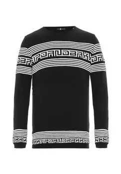 Вязаный свитер в модном образе в полоску CIPO & BAXX, черный