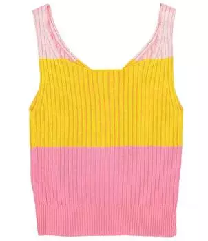 Вязаный свитер в полоску без рукавов для больших девочек 7–16 лет, майка GB, розовый