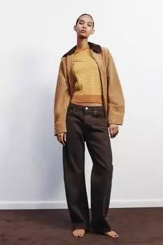 Вязаный свитер в полоску ZARA, цвет Curry