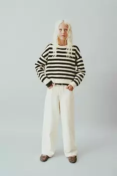Вязаный свитер в полоску ZARA, цвет striped