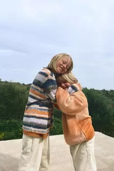 Вязаный свитер в полоску ZARA, лиловый