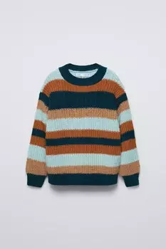 Вязаный свитер в полоску ZARA, мультиколор