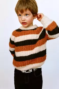 Вязаный свитер в полоску ZARA, полосатый