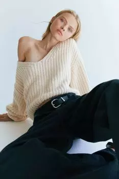 Вязаный свитер в рубчик H&M