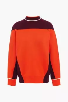 Вязаный свитер в стиле колор-блок VICTORIA BECKHAM, оранжевый