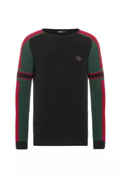 Вязаный свитер в трехцветном исполнении CIPO & BAXX, черный