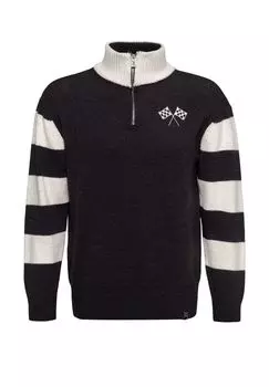 Вязаный свитер в винтажном стиле Kk Motor Crew KING KEROSIN, черный