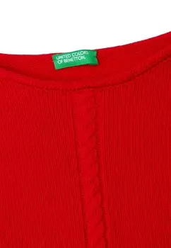Вязаный свитер WITH CABLE PATTERN AND SWAROVSKY LOGO United Colors of Benetton, красный