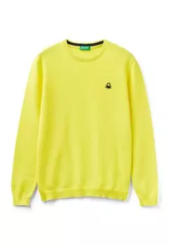 Вязаный свитер WITH LOGO United Colors of Benetton, цвет yellow