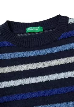 Вязаный свитер WITH STRIPES United Colors of Benetton, синий