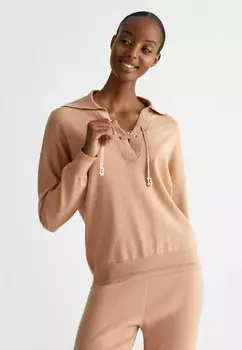 Вязаный свитер WITH TIE DETAILS LIU JO, бежевый