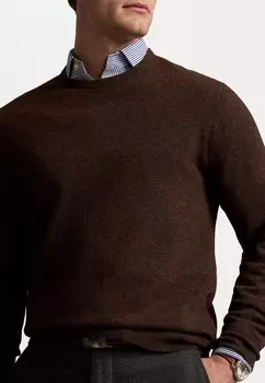 Вязаный свитер WOOL CREWNECK SWEATER Ralph Lauren, темно-коричневый