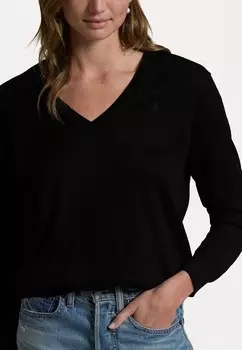 Вязаный свитер WOOL V-NECK SWEATER Ralph Lauren, черный