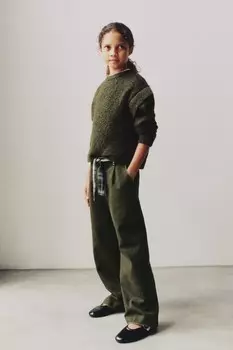 Вязаный свитер ZARA, хаки