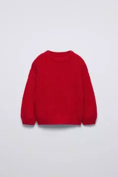 Вязаный свитер ZARA, красный