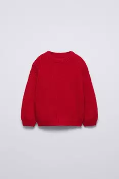 Вязаный свитер ZARA, красный