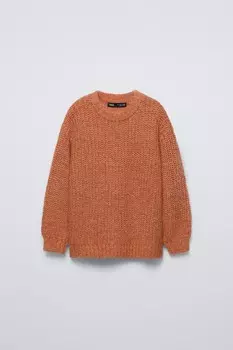 Вязаный свитер ZARA, оранжевый