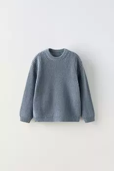 Вязаный свитер ZARA, сине-серый