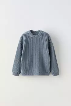 Вязаный свитер ZARA, сине-серый