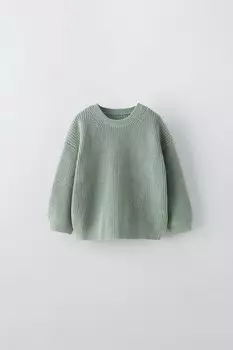 Вязаный свитер ZARA, средне-зеленый