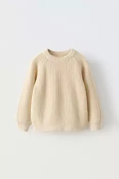 Вязаный свитер ZARA, светло-бежевый