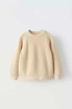 Вязаный свитер ZARA, светло-бежевый