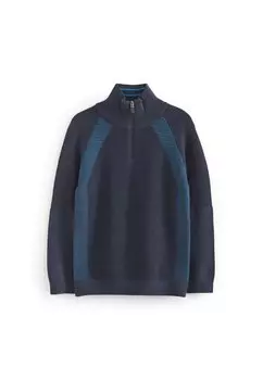 Вязаный свитер ZIP NECK Next, цвет navy