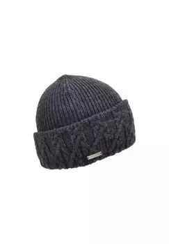 Вязаный токе с тонким узором «косы» 19188-0 SEEBERGER, цвет Anthrazit One Size