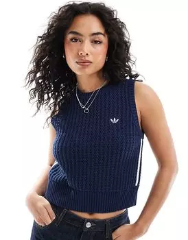 Вязаный топ Adicolor синего цвета adidas Originals
