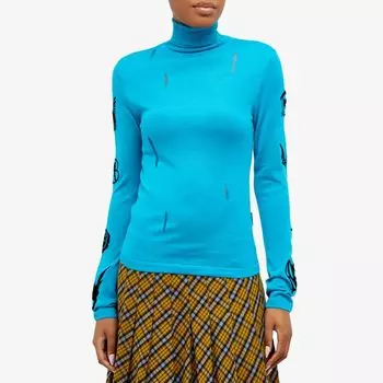 Вязаный топ Andersson Bell Eyes с внутренней стороны и флокированием, синий