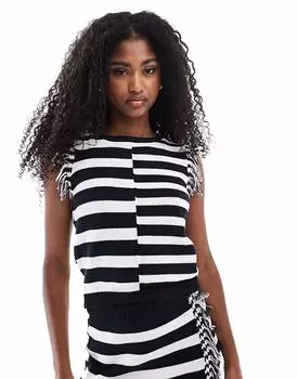 Вязаный топ ASOS DESIGN с бахромой в однотонную полоску