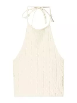 Вязаный топ Bershka, экрю