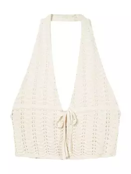 Вязаный топ Bershka, экрю