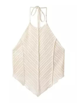 Вязаный топ Bershka, бежевый