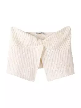 Вязаный топ Bershka, бежевый