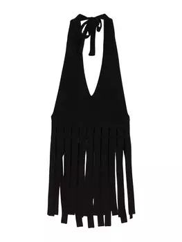 Вязаный топ Bershka, черный