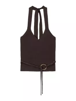 Вязаный топ Bershka, коричневый