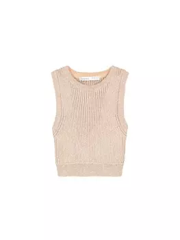 Вязаный топ Bershka, кремовый