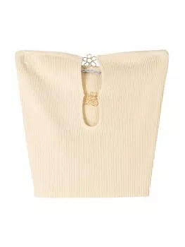 Вязаный топ Bershka, кремовый