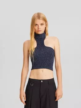 Вязаный топ Bershka, пятнистый синий