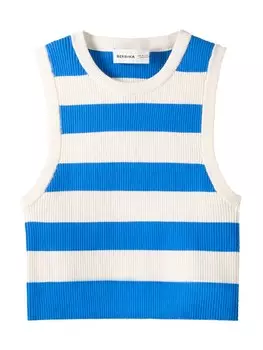 Вязаный топ Bershka, синий