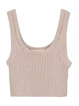 Вязаный топ Bershka, темно-бежевый