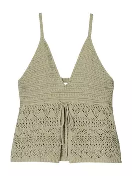 Вязаный топ Bershka, темно-бежевый